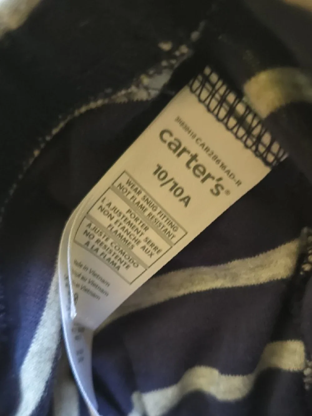 GUC- Carter's Navy and Gray  Striped Long-Sleeve Pajama Set, Size 10
